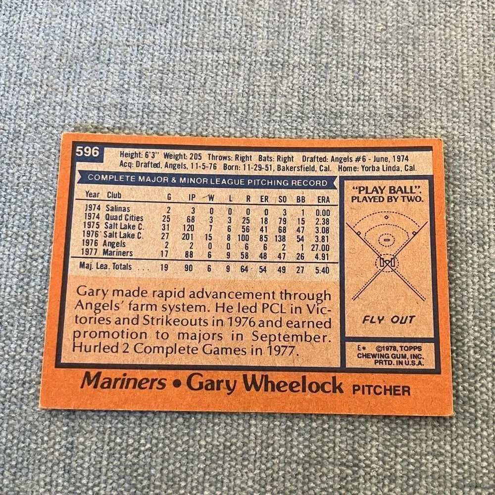 1978 Topps Seattle Mariners Baseball Card Trading Card
